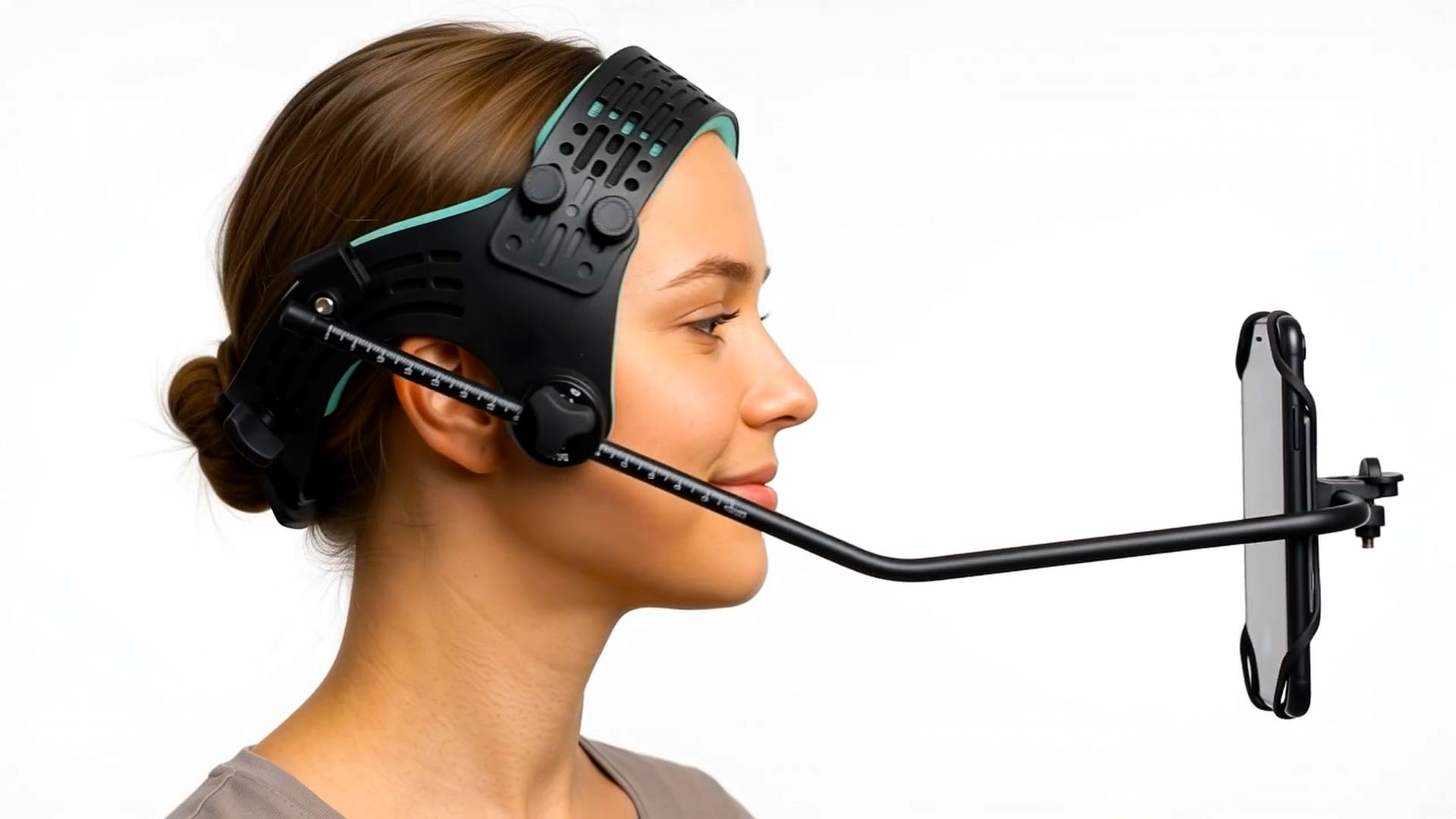 iPhone facial capture with a performance capture headset for digital character animation in a MOCAP studio.