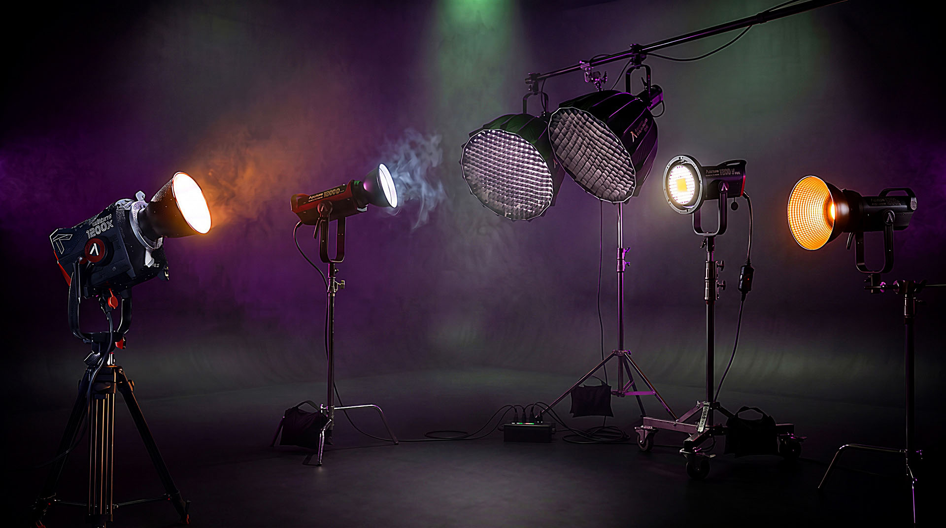 Aputure lighting systems available at Studio du Château in Montreal for video shoots, commercials, corporate productions, web content and digital projects.
